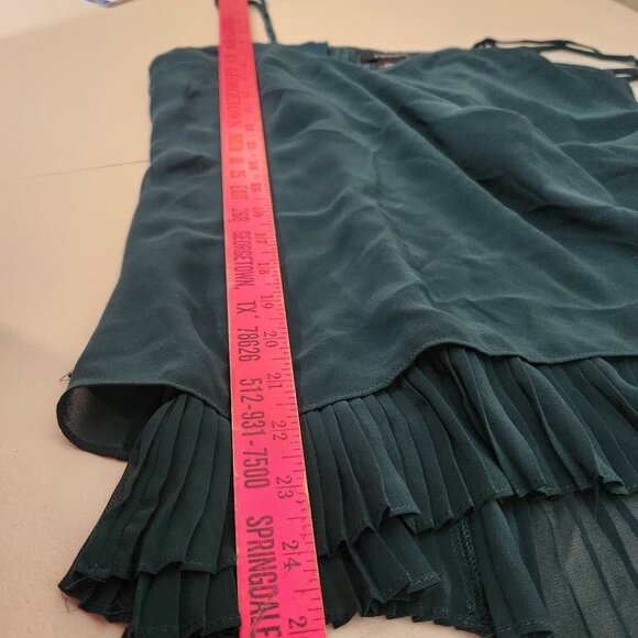 White House Black Market Tank Top XS Petite Teal Pleated Whimsigoth Coquette - Picture 10 of 14